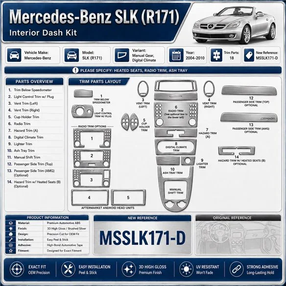 Mercedes-Benz SLK (R171) 2004-2010 3D Cockpit Dekor Interieurleisten Set 18-teilig