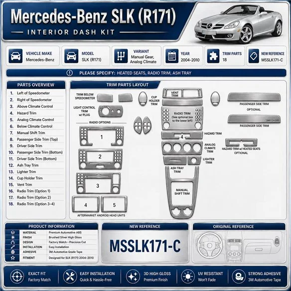 Mercedes-Benz SLK (R171) 2004-2010 3D Cockpit Dekor Interieurleisten Set 18-teilig
