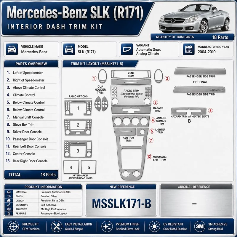 Mercedes-Benz SLK (R171) 2004-2010 3D Cockpit Dekor Interieurleisten Set 18-teilig