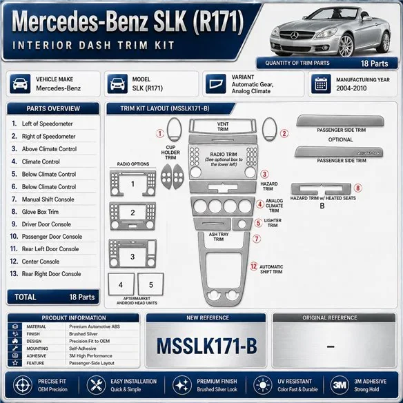 Mercedes-Benz SLK (R171) 2004-2010 3D Cockpit Dekor Interieurleisten Set 18-teilig