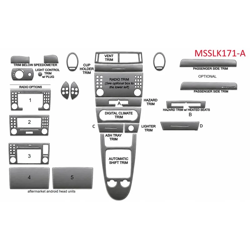 Mercedes-Benz SLK (R171) 2004-2010 3D Cockpit Dekor Interieurleisten Set 18-teilig