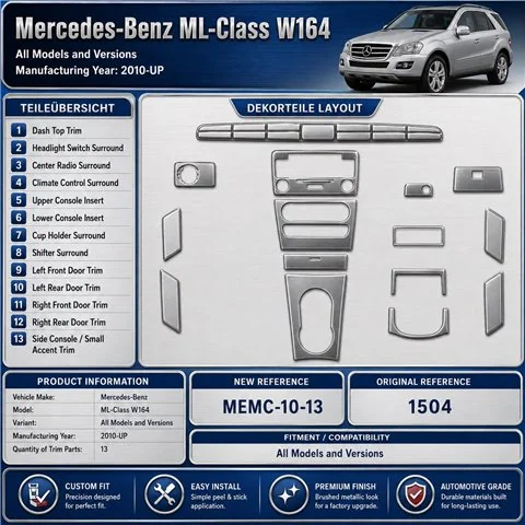 Mercedes-Benz ML-Class W164 2010-heute 3D Cockpit Dekor Interieurleisten Set 13-teilig