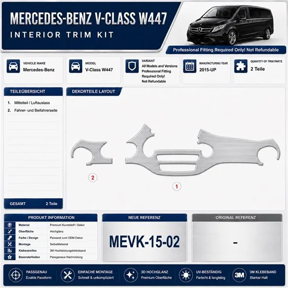 Mercedes-Benz V-Klasse W447 2015-heute 3D Cockpit Dekor Interieurleisten Set 2-teilig