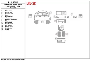 Land Rover Range Rover 1996-2002 46 HSE 2001-2002 Voll Satz, OEM Compliance, 14 Parts set BD innenausstattung armaturendekor coc