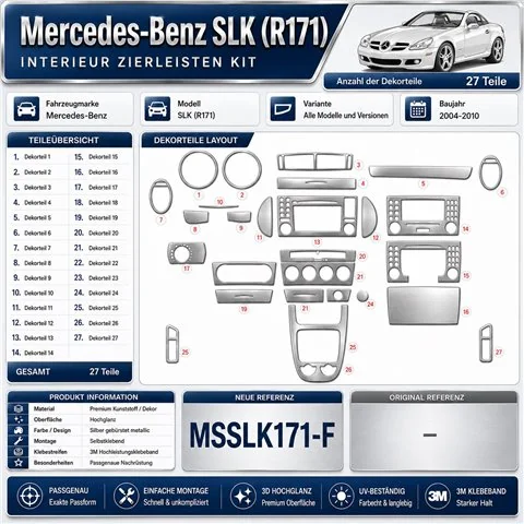 Mercedes-Benz SLK (R171) 2004-2010 3D Cockpit Dekor Interieurleisten Set 27-teilig
