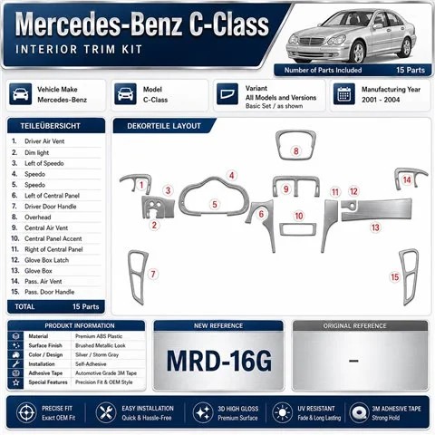 Mercedes-Benz C Class 2001-2004 3D Cockpit Dekor Interieurleisten Set Basic Set / as shown in product diagram-teilig
