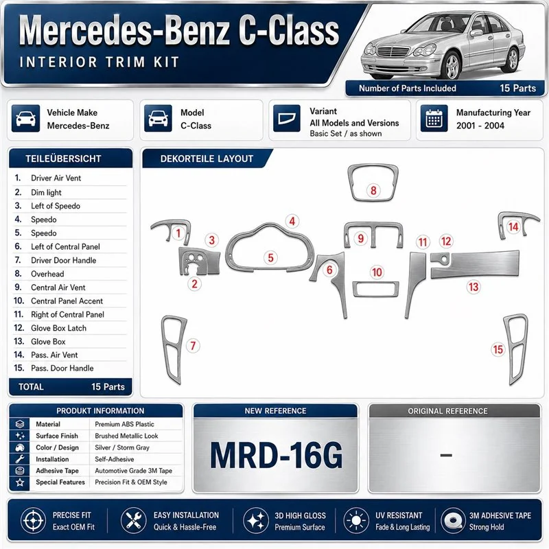 Mercedes-Benz C Class 2001-2004 3D Cockpit Dekor Interieurleisten Set Basic Set / as shown in product diagram-teilig