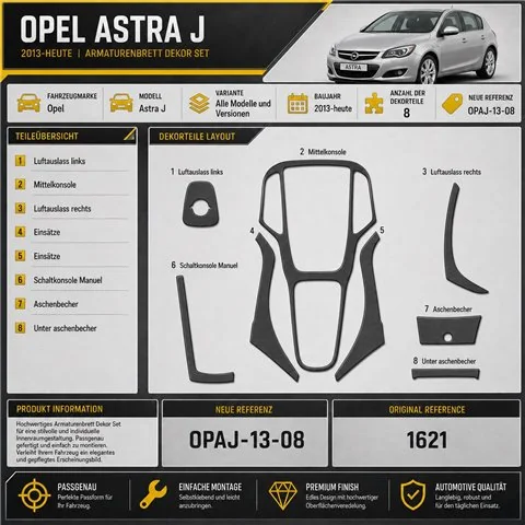 Opel Astra J 2013-heute 3D Cockpit Dekor Interieurleisten Set 8-teilig