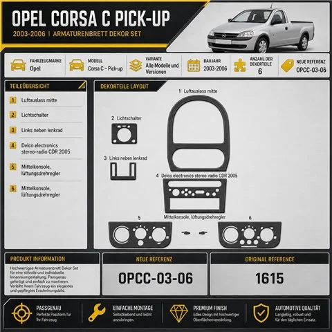 Opel Corsa C – Pick-up 2003-2006 3D Cockpit Dekor Interieurleisten Set 6-teilig 2