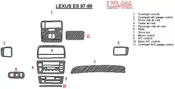 Lexus ES 1997-1998 Voll Satz, OEM Compliance BD innenausstattung armaturendekor cockpit dekor - 1- Cockpit Dekor Innenraum
