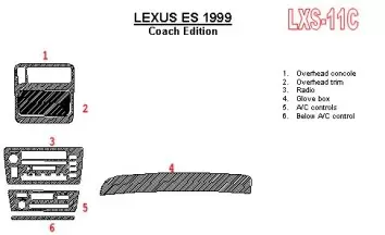 Lexus ES 1999-1999 Voll Satz, Coach Edition OEM Compliance BD innenausstattung armaturendekor cockpit dekor - 1- Cockpit Dekor I