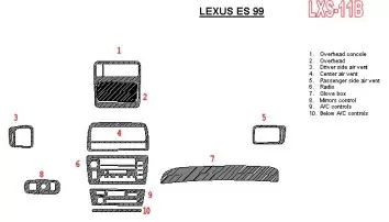 Lexus ES 1999-1999 Voll Satz, OEM Compliance BD innenausstattung armaturendekor cockpit dekor