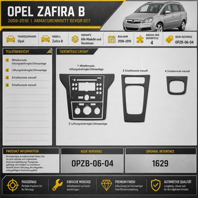 Opel Zafira B 2006-2010 3D Cockpit Dekor Interieurleisten Set 4-teilig