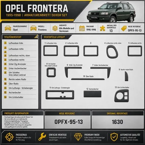 Opel Frontera 1995-1998 3D Cockpit Dekor Interieurleisten Set 13-teilig