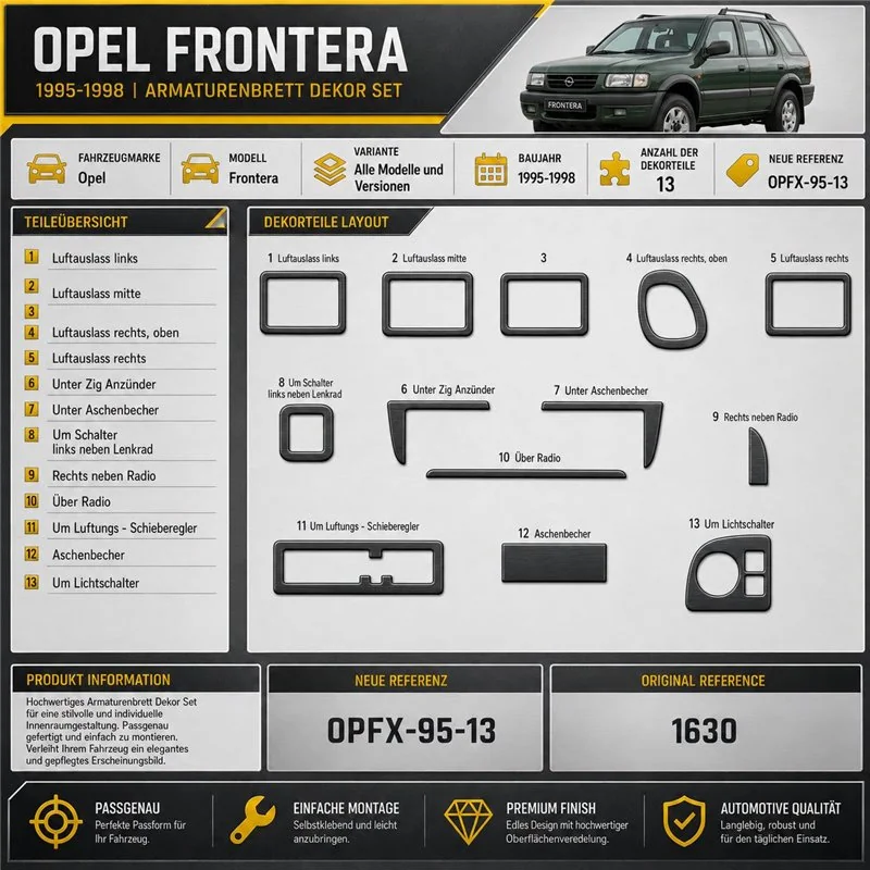 Opel Frontera 1995-1998 3D Cockpit Dekor Interieurleisten Set 13-teilig