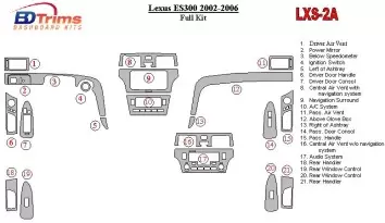 Lexus ES 2002-2006 Voll Satz BD innenausstattung armaturendekor cockpit dekor - 1- Cockpit Dekor Innenraum