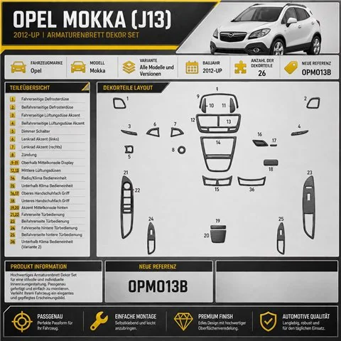 Opel Mokka 2012-heute 3D Cockpit Dekor Interieurleisten Set 26-teilig