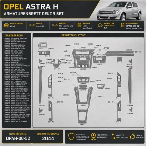 Opel Astra-H Not specified 3D Cockpit Dekor Interieurleisten Set 52-teilig