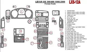 Lexus GS 1998-2000 Pioneer Radio, OEM Compliance,26 Parts set BD innenausstattung armaturendekor cockpit dekor
