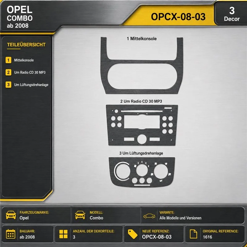 Opel Combo 2008-heute 3D Cockpit Dekor Interieurleisten Set 3-teilig