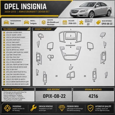 Opel Insignia 2008-2013 3D Cockpit Dekor Interieurleisten Set 22-teilig