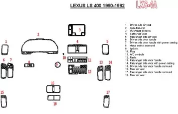 Lexus LS-400 1990-1992 Voll Satz, OEM Compliance, 18 Parts set BD innenausstattung armaturendekor cockpit dekor