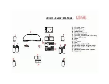 Lexus LS-400 1993-1994 Voll Satz, OEM Compliance, 13 Parts set BD innenausstattung armaturendekor cockpit dekor - 1- Cockpit Dek