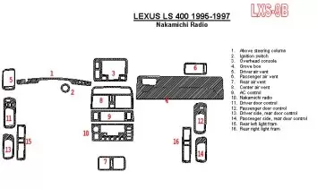 Lexus LS-400 1995-1997 Nakamichi Radio, OEM Compliance, 6 Parts set BD innenausstattung armaturendekor cockpit dekor