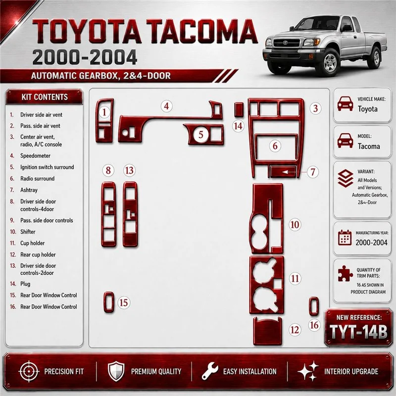 Toyota Tacoma 2000-2004 3D Cockpit Dekor Interieurleisten Set As shown in product diagram-teilig