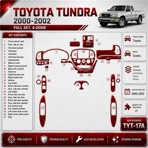 Toyota Tundra 2000-2002 3D Cockpit Dekor Interieurleisten Set 27-teilig