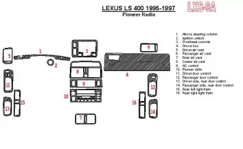 Lexus LS-400 1995-1997 Pioneer Radio, OEM Compliance, 6 Parts set BD innenausstattung armaturendekor cockpit dekor