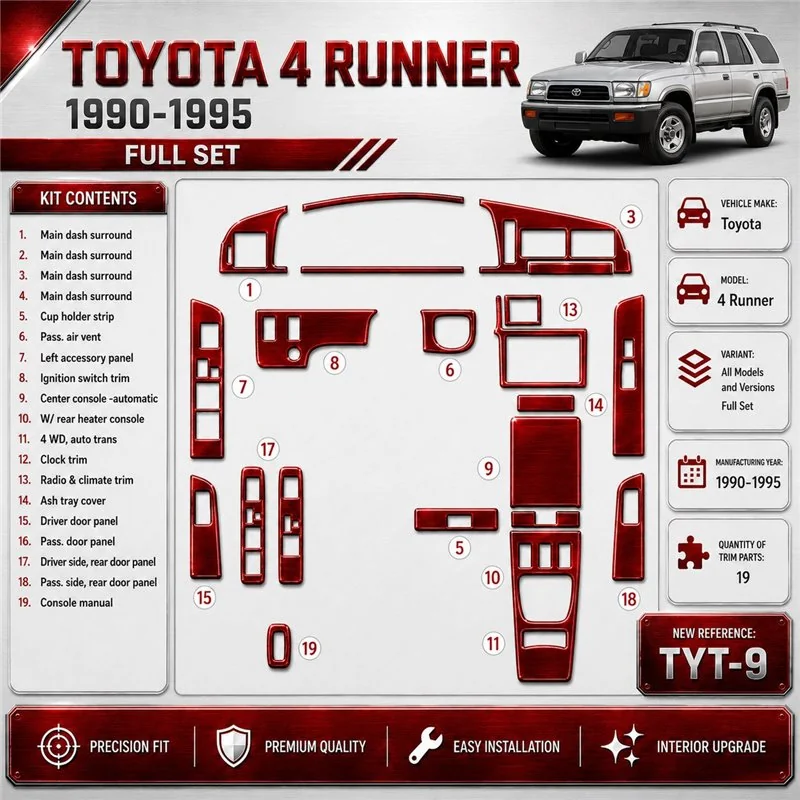 Toyota 4 Runner 1990-1995 3D Cockpit Dekor Interieurleisten Set 19-teilig