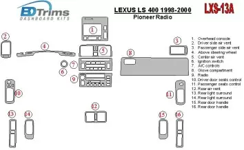 Lexus LS-400 1998-2000 Pioneer Radio, Without NAVI system, OEM Compliance BD innenausstattung armaturendekor cockpit dekor - 1- 