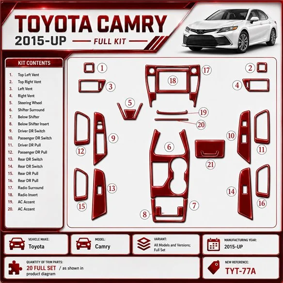 Toyota Camry 2015-heute 3D Cockpit Dekor Interieurleisten Set Full Set / as shown in product diagram-teilig