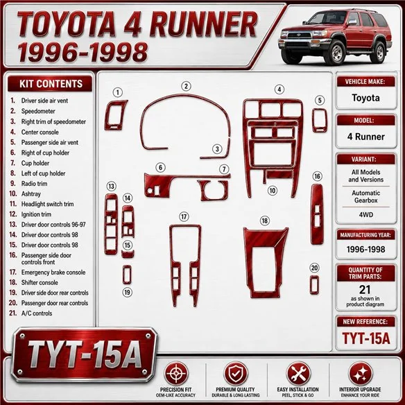 Toyota 4 Runner 1996-1998 3D Cockpit Dekor Interieurleisten Set 21-teilig
