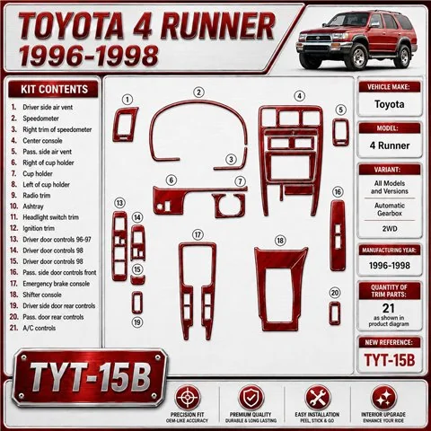 Toyota 4 Runner 1996-1998 3D Cockpit Dekor Interieurleisten Set 21-teilig