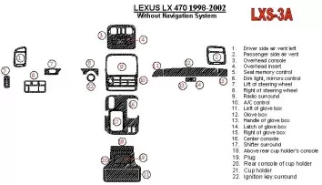 Lexus LX-470 1998-UP Without NAVI system, 22 Parts set OEM Compliance BD innenausstattung armaturendekor cockpit dekor - 1- Cock
