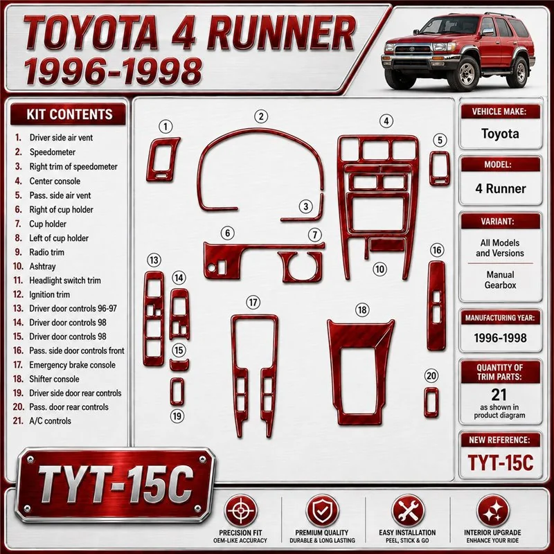 Toyota 4 Runner 1996-1998 3D Cockpit Dekor Interieurleisten Set 21-teilig