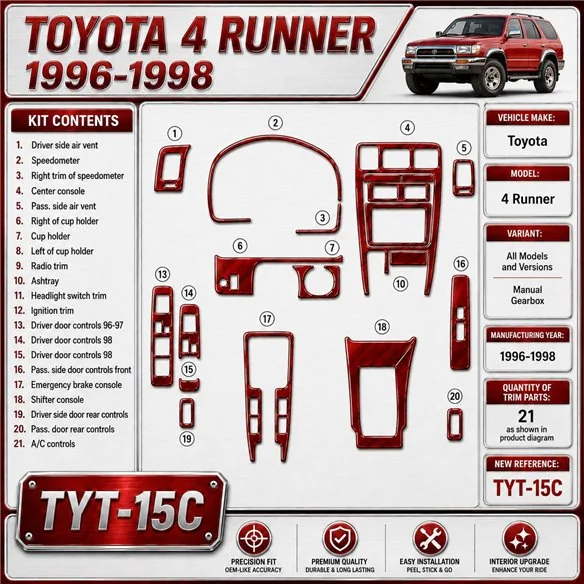 Toyota 4 Runner 1996-1998 3D Cockpit Dekor Interieurleisten Set 21-teilig