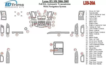 Lexus RX 350 2006-UP Voll Satz, Automatic Gear, With Navigation BD innenausstattung armaturendekor cockpit dekor