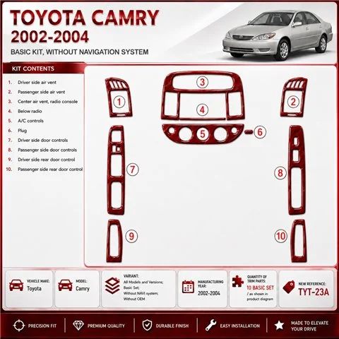 Toyota Camry 2002-2004 3D Cockpit Dekor Interieurleisten Set Basic Set / as shown in product diagram-teilig