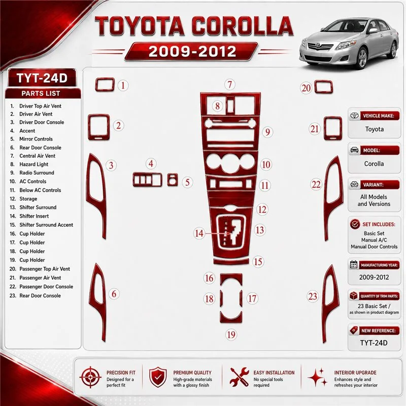 Toyota Corolla 2009-heute 3D Cockpit Dekor Interieurleisten Set Basic Set / as shown in product diagram-teilig