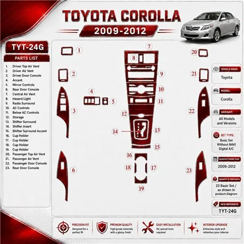 Toyota Corolla 2009-heute 3D Cockpit Dekor Interieurleisten Set Basic Set / as shown in product diagram-teilig