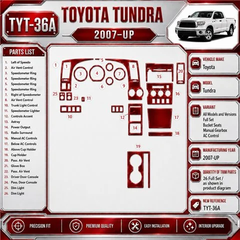 Toyota Tundra 2007-heute 3D Cockpit Dekor Interieurleisten Set Full Set / as shown in product diagram-teilig