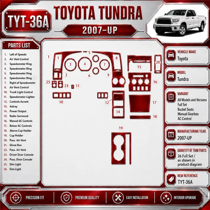 Toyota Tundra 2007-heute 3D Cockpit Dekor Interieurleisten Set Full Set / as shown in product diagram-teilig