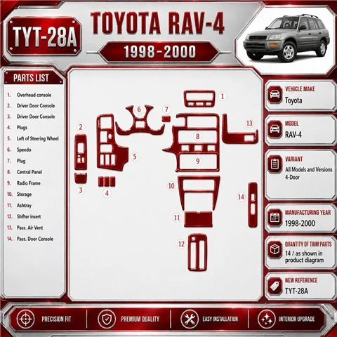 Toyota RAV-4 1998-2000 3D Cockpit Dekor Interieurleisten Set 20-teilig