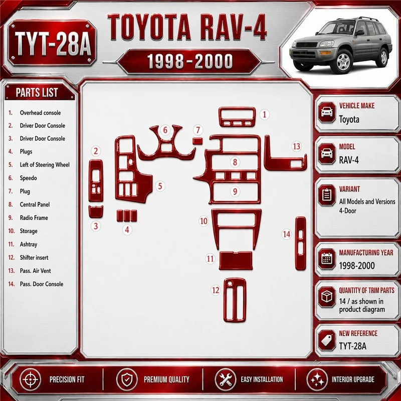 Toyota RAV-4 1998-2000 3D Cockpit Dekor Interieurleisten Set 20-teilig
