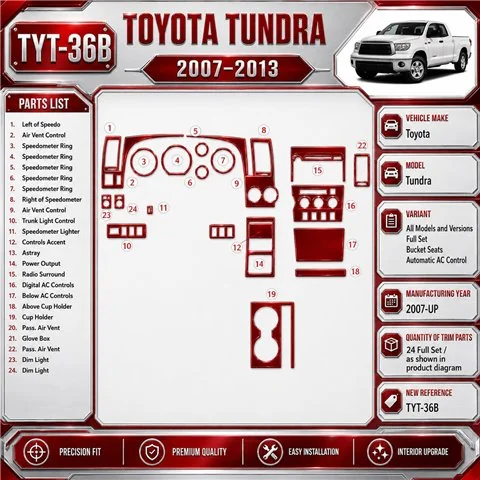 Toyota Tundra 2007-heute 3D Cockpit Dekor Interieurleisten Set Full Set / as shown in product diagram-teilig