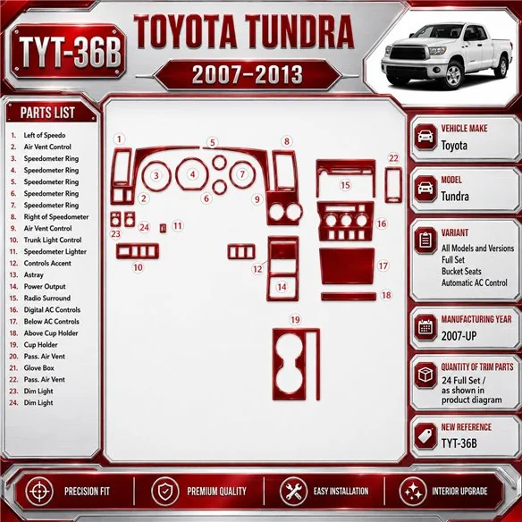 Toyota Tundra 2007-heute 3D Cockpit Dekor Interieurleisten Set Full Set / as shown in product diagram-teilig