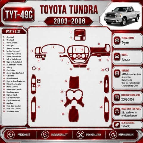 Toyota Tundra 2003-2006 3D Cockpit Dekor Interieurleisten Set As shown in product diagram-teilig